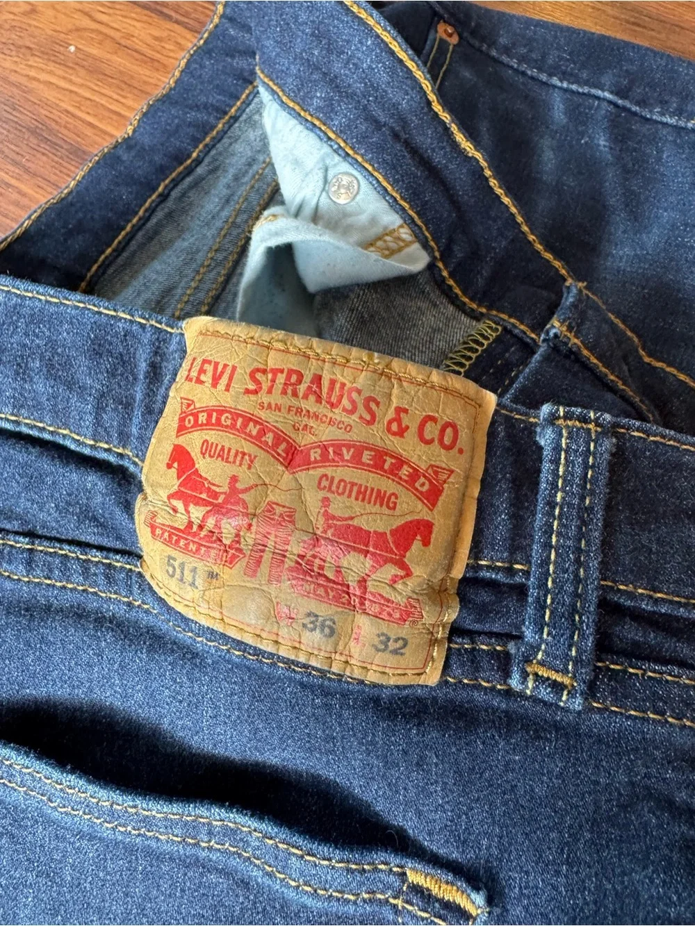Levi’s 511 Jeans Men's 36X32 Blue Denim Straight Leg Waistband 5-Pocket Design